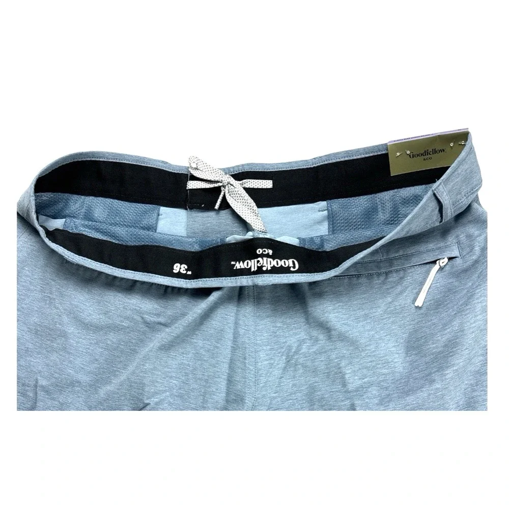 Goodfellow & Co Mens W36 Blue Hybrid Swim Shorts Trunks NWT 7 In Inseam UPF 50+